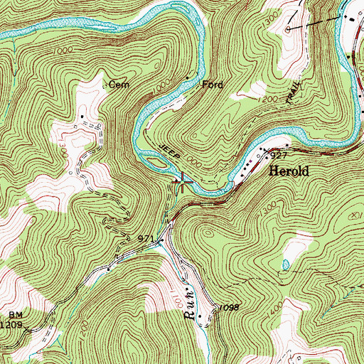 Topographic Map of Wolf Pen Run, WV