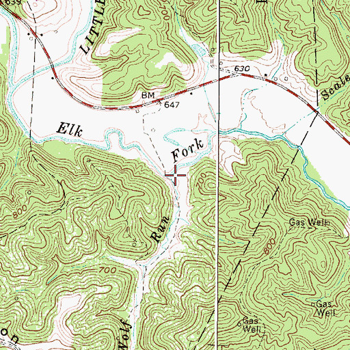 Topographic Map of Wolf Run, WV