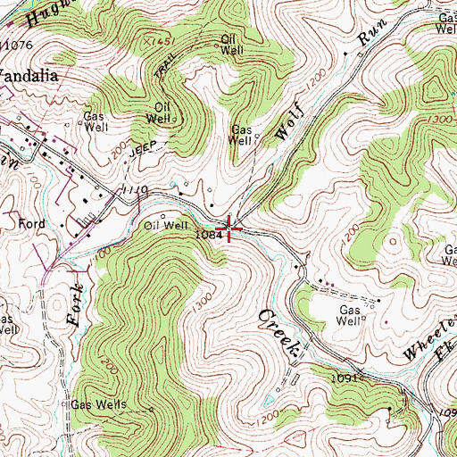 Topographic Map of Wolf Run, WV