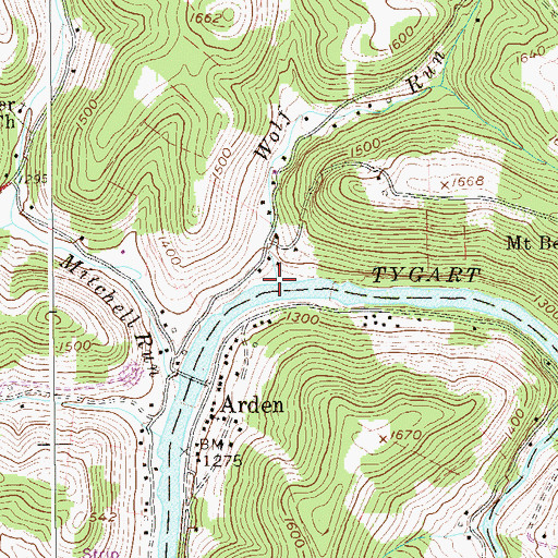 Topographic Map of Wolf Run, WV