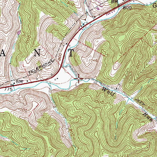 Topographic Map of Wolf Run, WV