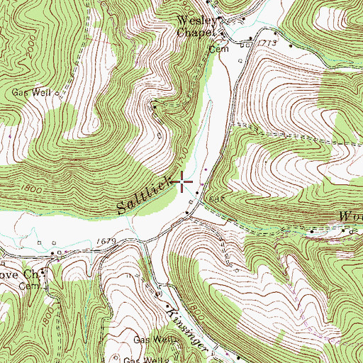 Topographic Map of Wolf Run, WV