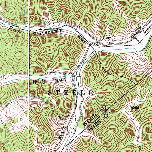 Topographic Map of Wolf Run, WV