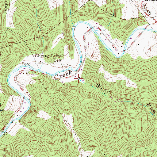 Topographic Map of Wolf Run, WV