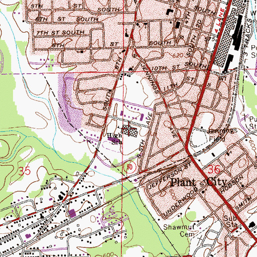 Topographic Map of Lanett High School, AL