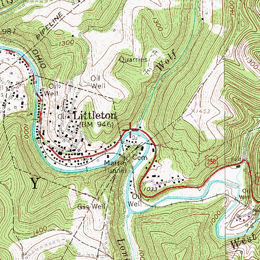 Topographic Map of Wolf Run, WV