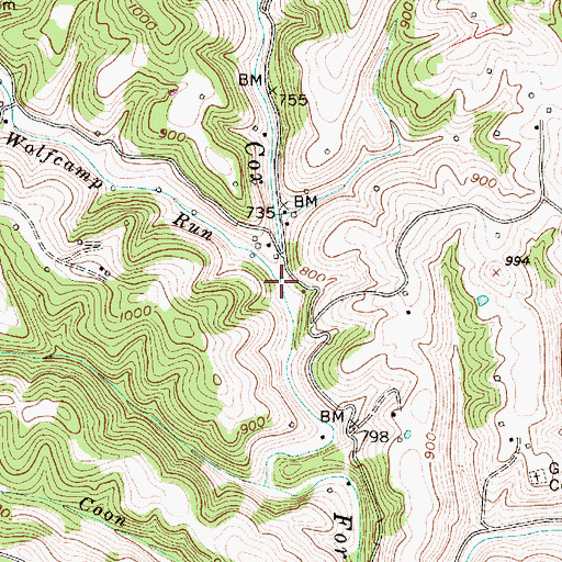 Topographic Map of Wolfcamp Run, WV