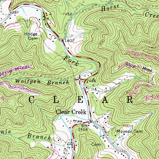 Topographic Map of Wolfpen Branch, WV