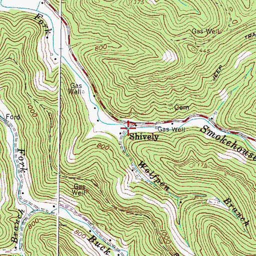 Topographic Map of Wolfpen Branch, WV
