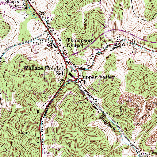 Topographic Map of Wolfpen Branch, WV