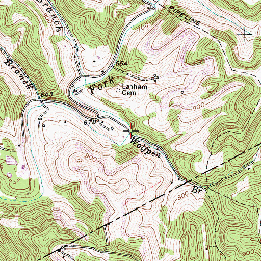 Topographic Map of Wolfpen Branch, WV
