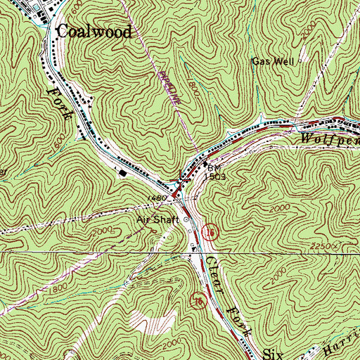 Topographic Map of Wolfpen Branch, WV