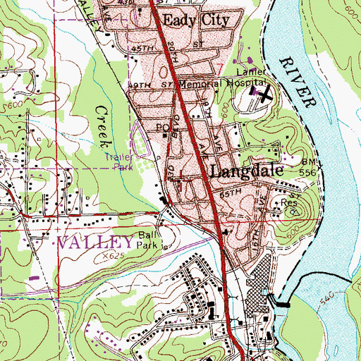 Topographic Map of Langdale Church of the Nazarene, AL