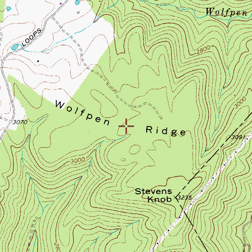 Topographic Map of Wolfpen Ridge, WV