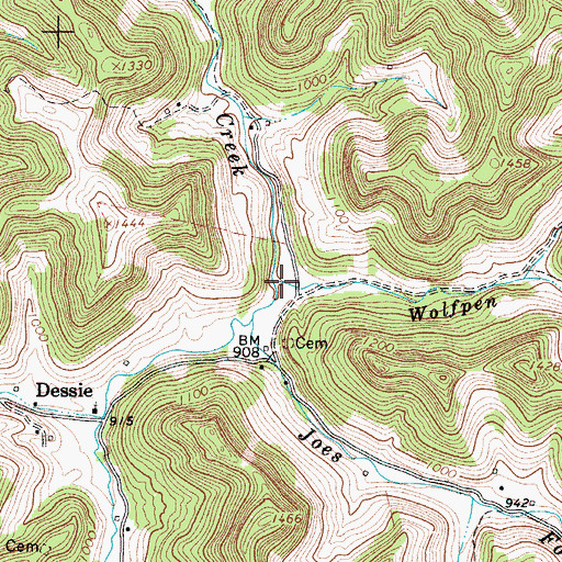 Topographic Map of Wolfpen Run, WV