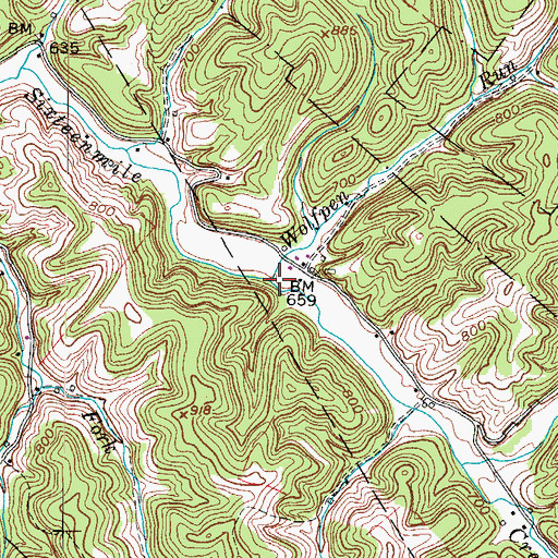 Topographic Map of Wolfpen Run, WV