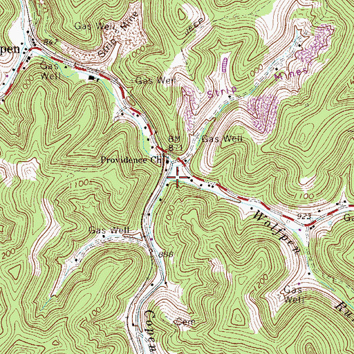 Topographic Map of Wolfpen Run, WV