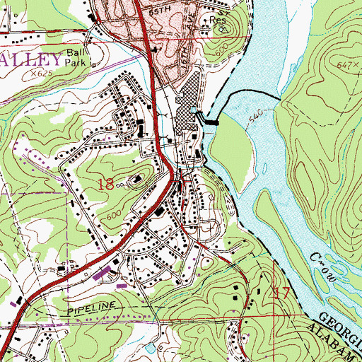 Topographic Map of Langdale United Methodist Church, AL