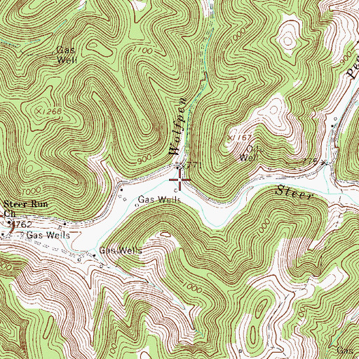 Topographic Map of Wolfpen Run, WV