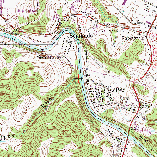 Topographic Map of Wolfpen Run, WV