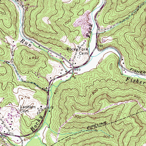 Topographic Map of Wolfpen Run, WV