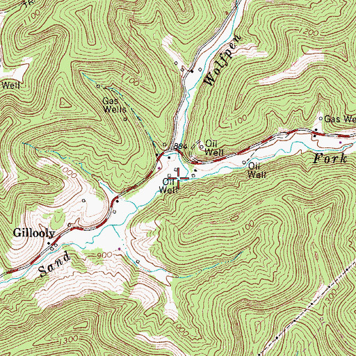 Topographic Map of Wolfpen Run, WV
