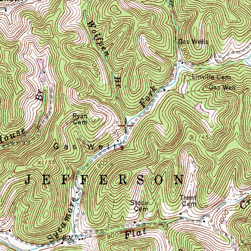 Topographic Map of Wolpen Branch, WV