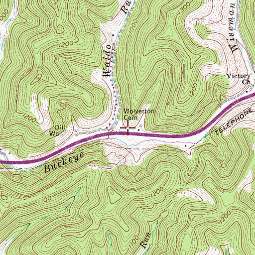 Topographic Map of Wolverton Cemetery, WV