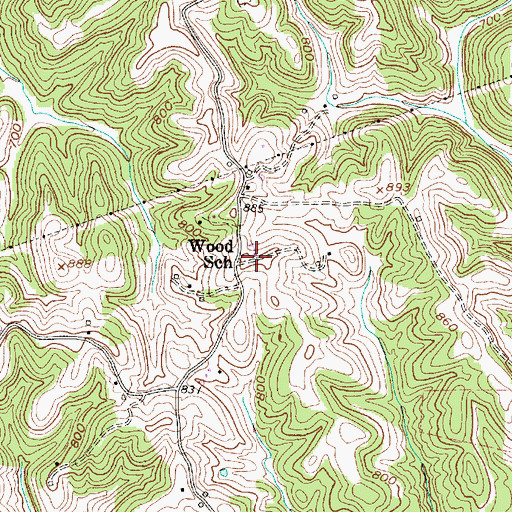 Topographic Map of Wood School (historical), WV