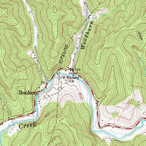 Topographic Map of Woodburn Run, WV