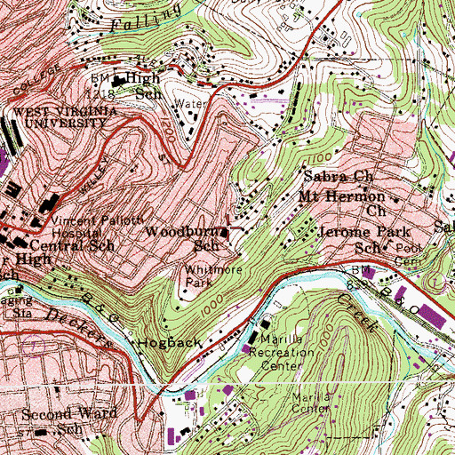 Topographic Map of Woodburn Elementary School, WV