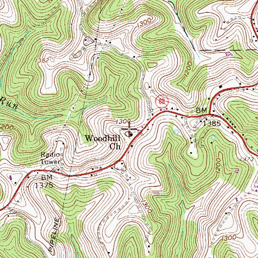 Topographic Map of Wood Hill United Methodist Church, WV