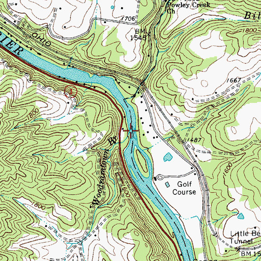 Topographic Map of Woodramtown Branch, WV