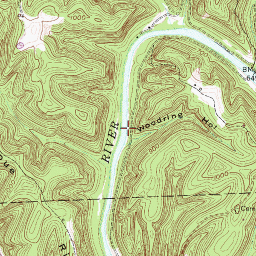 Topographic Map of Woodring Hollow, WV