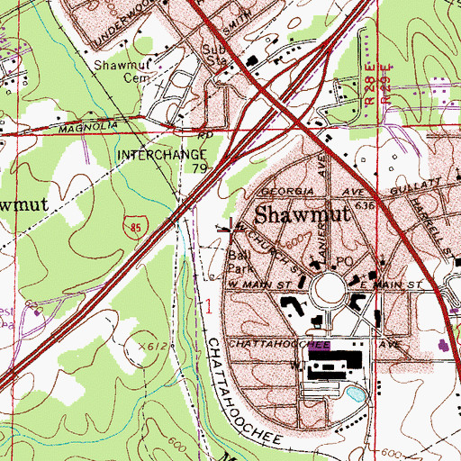 Topographic Map of Shawmut Church of the Nazarene, AL