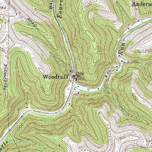 Topographic Map of Woodruff, WV