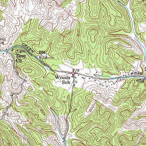 Topographic Map of Woods School (historical), WV