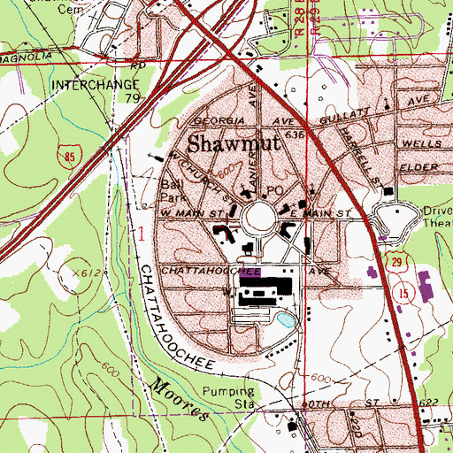 Topographic Map of Shawmut Elementary School, AL