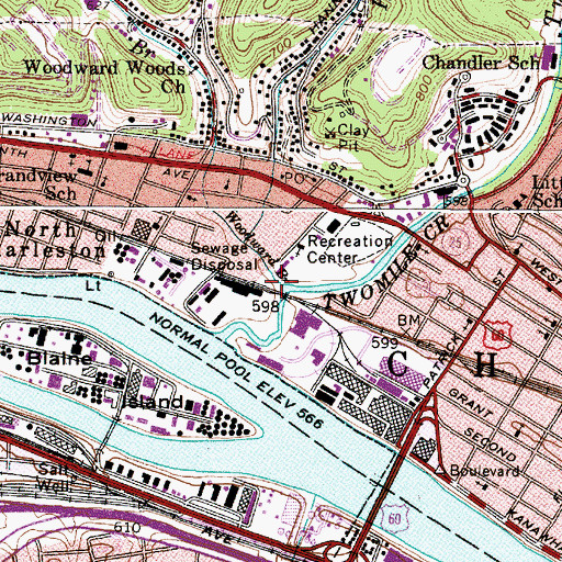 Topographic Map of Woodward Branch, WV