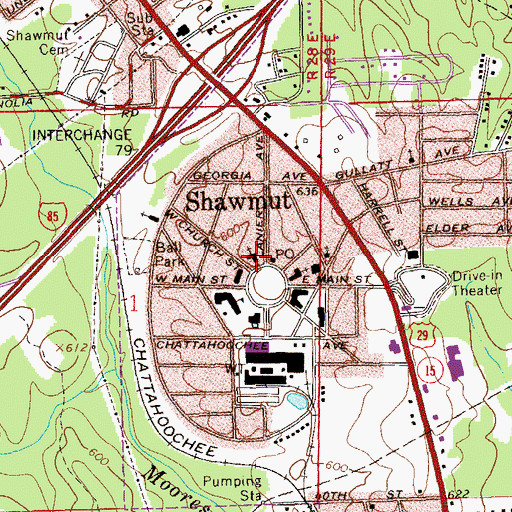 Topographic Map of Shawmut United Methodist Church, AL