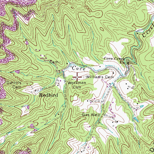 Topographic Map of Workman Cemetery, WV