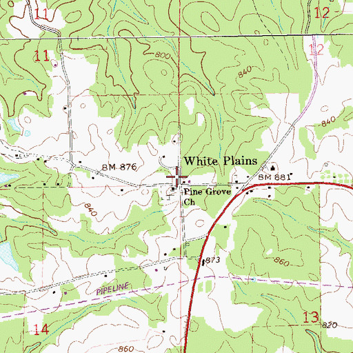 Topographic Map of White Plains Junior High School (historical), AL