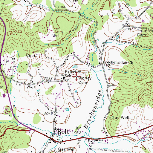 Topographic Map of Worley Cemetery, WV