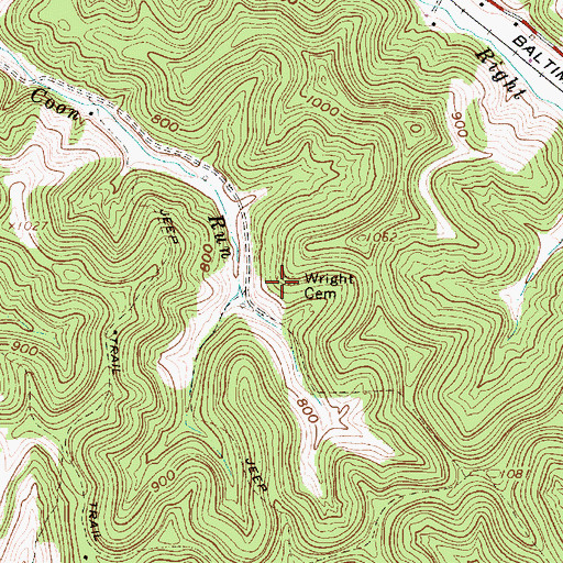 Topographic Map of Wright Cemetery, WV
