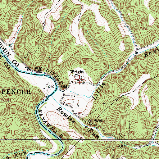 Topographic Map of Wright Church, WV
