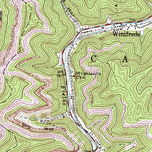 Topographic Map of Wrightsville Cemetery, WV