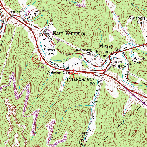 Topographic Map of Wriston Cemetery, WV