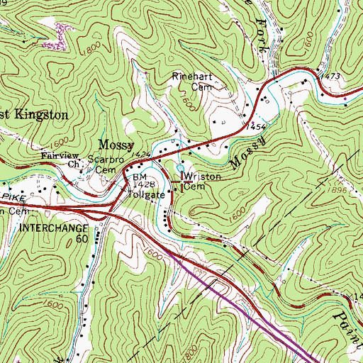 Topographic Map of Wriston Cemetery, WV