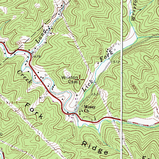 Topographic Map of Wriston Cemetery, WV