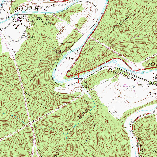 Topographic Map of Wyatt Run, WV